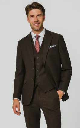 Dunkelbraun Donegal Tweed 3-Telig Anzug