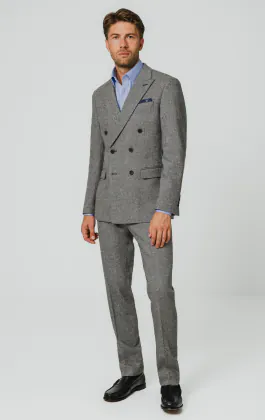Grau Twill Tweed Anzug