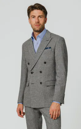 Grau Twill Tweed 3-Teilig Anzug