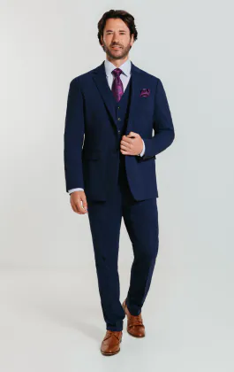 Anzug, Blau, Slim-Fit, 3-Teilig
