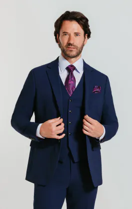 Anzug, Blau, Slim-Fit, 3-Teilig