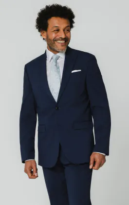 Blau Anzug mit Steigendes Revers