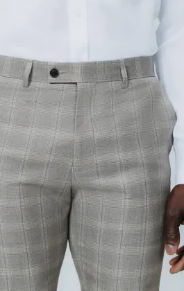 Taupefarbenes kariertes Anzug Hose