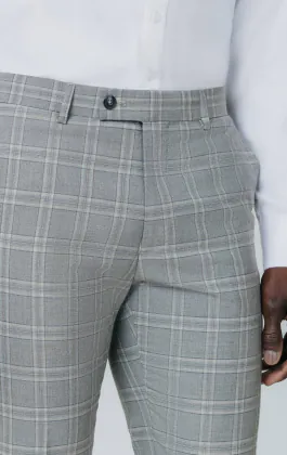 Grau mit Braunem Karo Anzug Hose