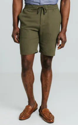 Grün Shorts aus Leinen-Twill
