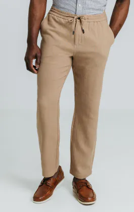 Hellbraune Hose aus Leinen-Twill