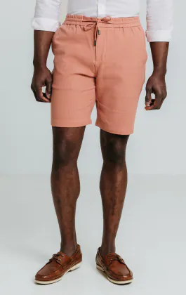 Korallenrote Shorts aus Leinentwill