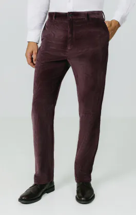 Weinrot Cord-Lässig-Hose