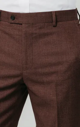Anzughose aus dunklem Rosenholz-Gewebe
