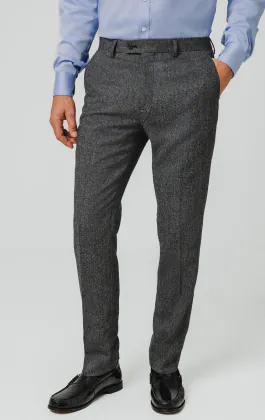 Graue Fischgrätenmuster Tweed Anzug Hose
