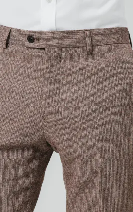 Rotholze Fischgrätenmuster Tweed Anzug Hose