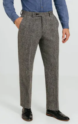 Harris Tweed Hose, Fischgrätenmuster, Grau