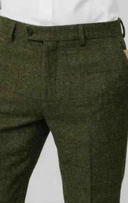 Tweed Hosen, Grün, Großes Karo