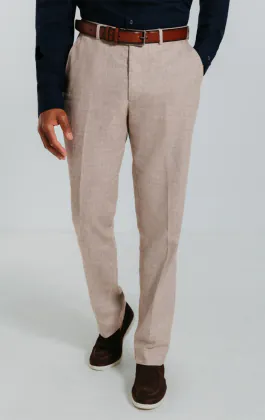 Dobell Leinen Hose, Sandfarben, Slim-Fit