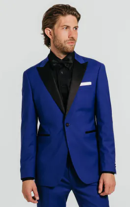 Leuchtend Blau Smoking mit Steigendem Revers