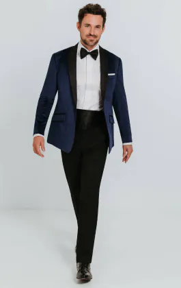 Smoking, Slim-Fit, Marineblau, Samt
