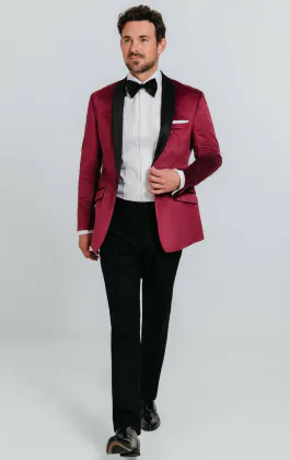Smoking, Slim-Fit, Weinrot, Samt