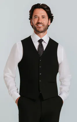 Weste, Schwarz, Slim-Fit