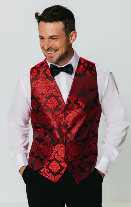 Viktorianische Jacquard Weste in Rot
