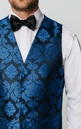 Viktorianische Jacquard Weste in Blau