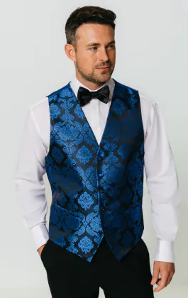 Viktorianische Jacquard Weste in Blau