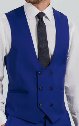 Leuchtend Blau Zweireihige Weste