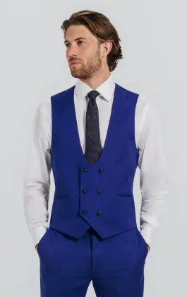 Leuchtend Blau Zweireihige Weste