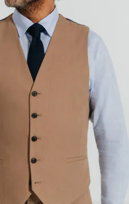 Braune Weste aus Leinen-Twill