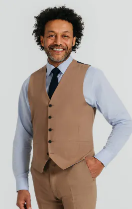 Braune Weste aus Leinen-Twill