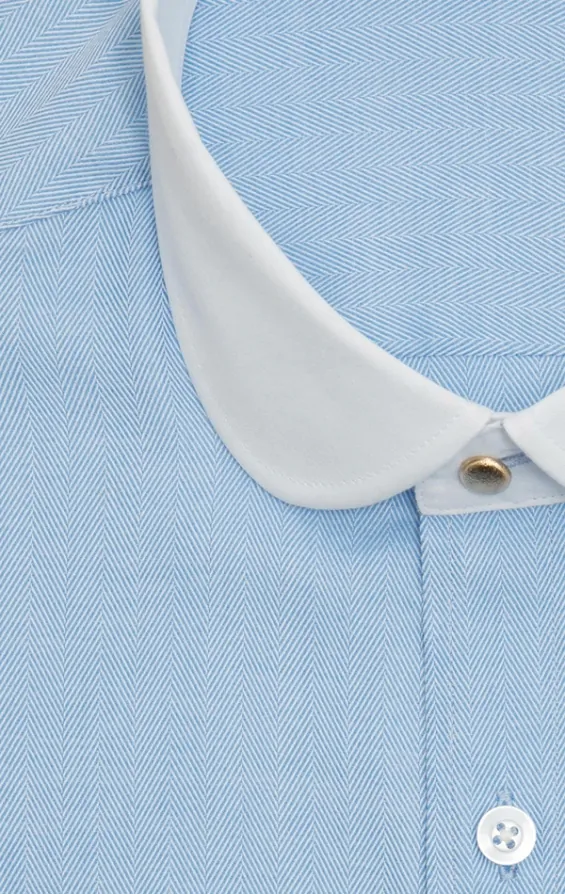 Loch Hart Hemd, Hellblau, abgesetzter Penny Collar Kragen | Dobell