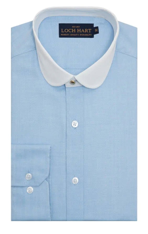 Loch Hart Hemd, Hellblau, abgesetzter Penny Collar Kragen | Dobell
