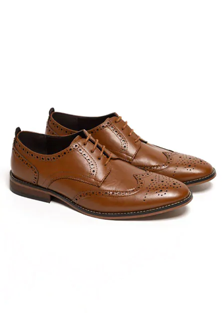 Tan Derby Brogue Schuhe