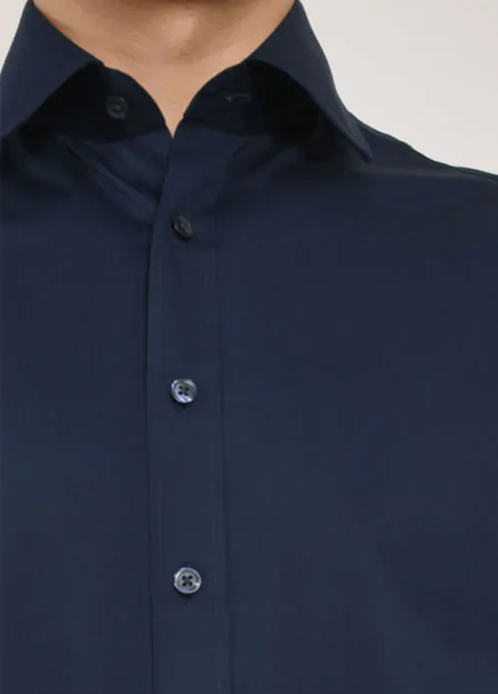 Marineblaues 100% Baumwolle Hemd
